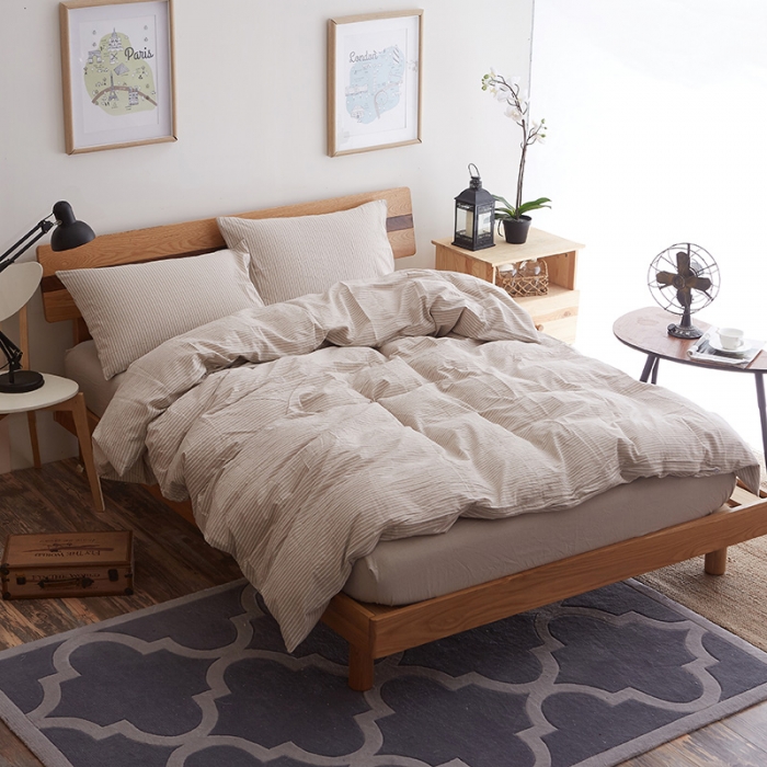 91家纺网 家纺一手货源 找家纺 久典家纺2019色织水洗棉基础款系列汇总四件套床单款 米细条