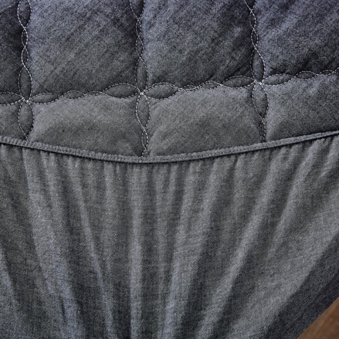 91家纺网 家纺一手货源 找家纺 久典家居 2019新款色织全棉水洗棉夹棉床笠 深灰