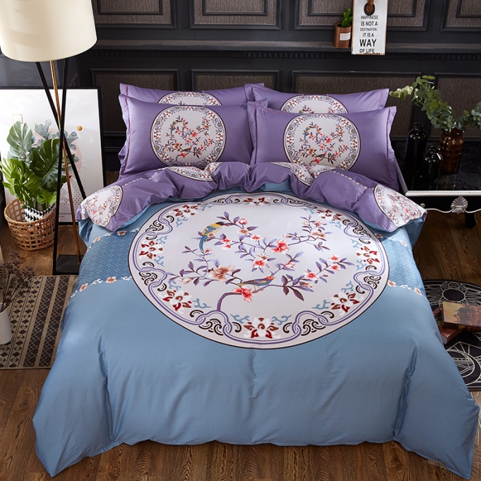 91家纺网 家纺一手货源 找家纺  雲归梦活性大版匹马棉-中国风花型汐水西