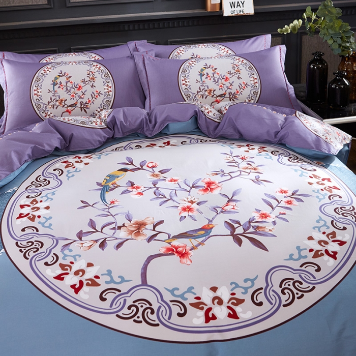 91家纺网 家纺一手货源 找家纺  雲归梦活性大版匹马棉-中国风花型汐水西