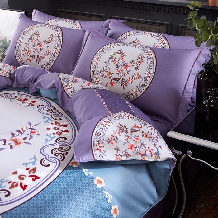 91家纺网 家纺一手货源 找家纺  雲归梦活性大版匹马棉-中国风花型汐水西