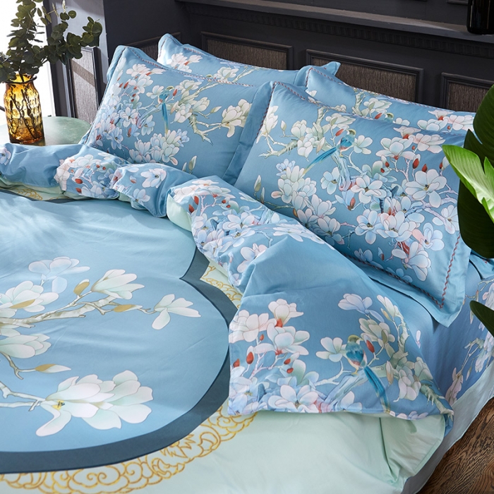 91家纺网 家纺一手货源 找家纺  雲归梦活性大版匹马棉-中国风花型（喜上眉梢