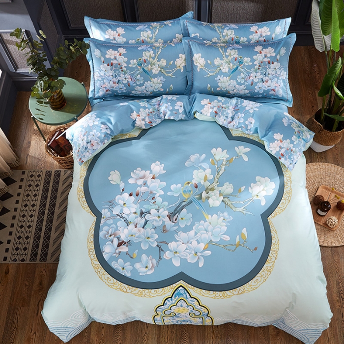 91家纺网 家纺一手货源 找家纺  雲归梦活性大版匹马棉-中国风花型（喜上眉梢