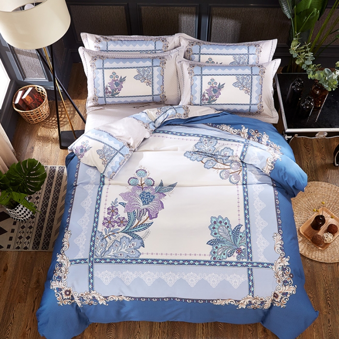 91家纺网 家纺一手货源 找家纺  雲归梦活性大版匹马棉-中国风花型（新德里