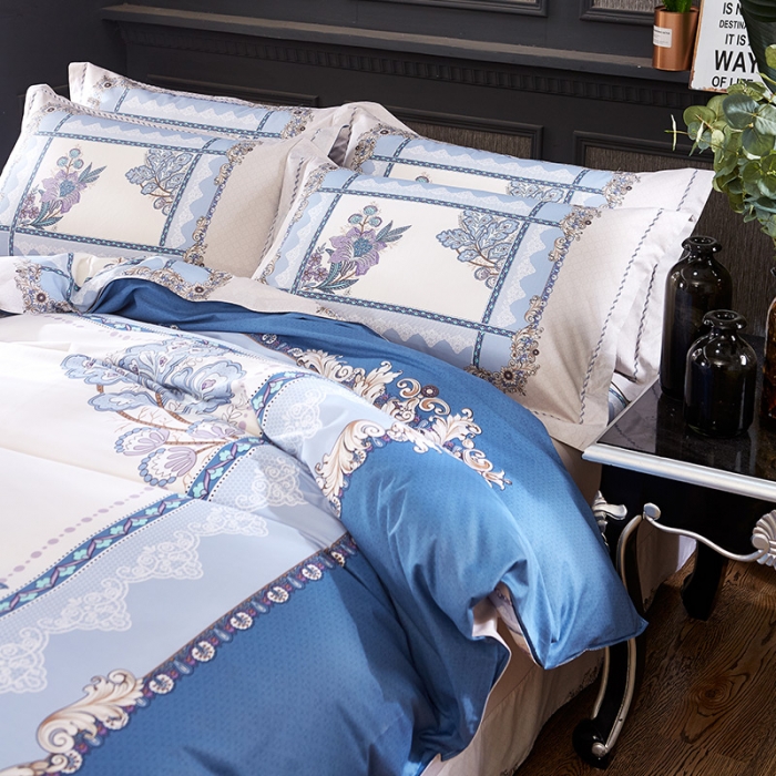 91家纺网 家纺一手货源 找家纺  雲归梦活性大版匹马棉-中国风花型（新德里