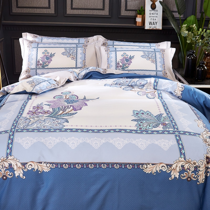 91家纺网 家纺一手货源 找家纺  雲归梦活性大版匹马棉-中国风花型（新德里