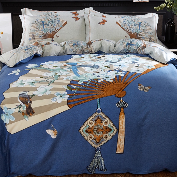 91家纺网 家纺一手货源 找家纺  雲归梦活性大版匹马棉-中国风花型忆江南