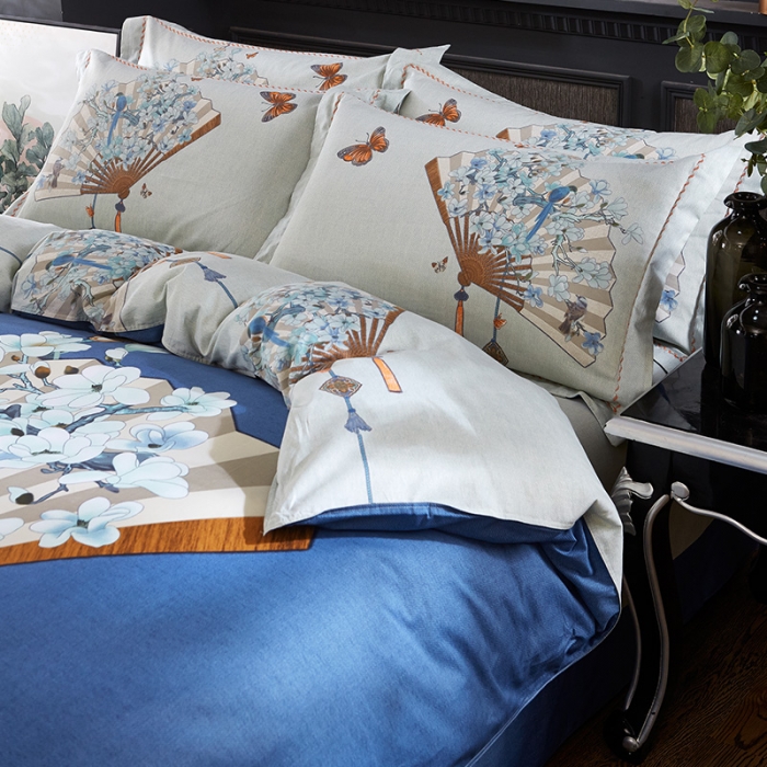 91家纺网 家纺一手货源 找家纺  雲归梦活性大版匹马棉-中国风花型忆江南