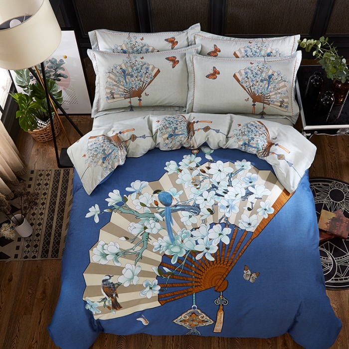 91家纺网 家纺一手货源 找家纺  雲归梦活性大版匹马棉-中国风花型忆江南