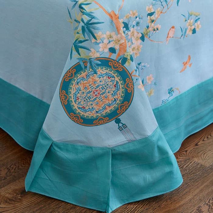 91家纺网 家纺一手货源 找家纺  雲归梦活性大版匹马棉-中国风花型竹林风