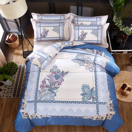 91家纺网 家纺一手货源 找家纺 （总）雲归梦活性大版匹马棉-中国风花型（床笠款）