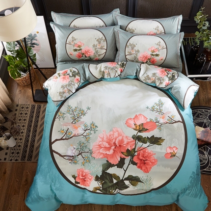 91家纺网 家纺一手货源 找家纺 （总）雲归梦活性大版匹马棉-中国风花型（床笠款）