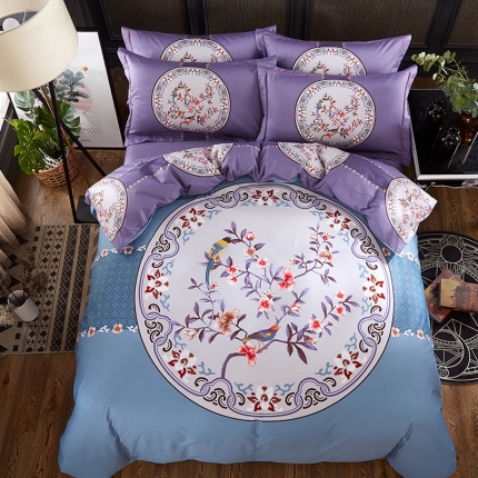 91家纺网 家纺一手货源 找家纺 （总）雲归梦活性大版匹马棉-中国风花型（床笠款）