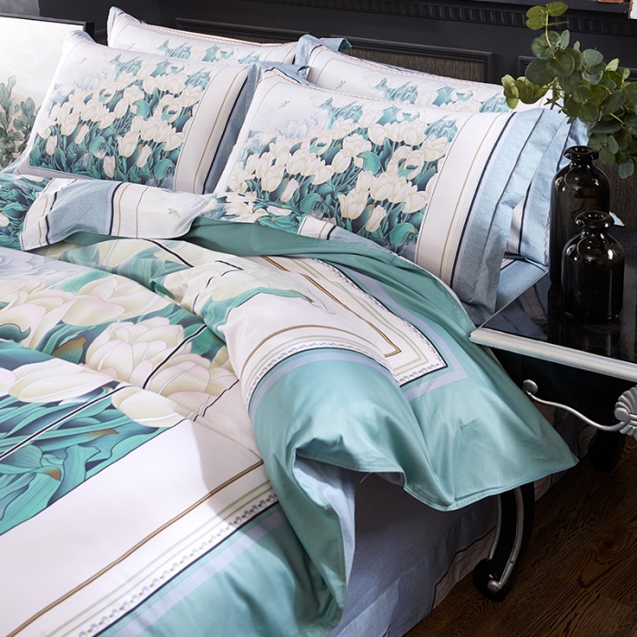 91家纺网 家纺一手货源 找家纺 雲归梦活性大版匹马棉-中国风花型浮花浪蕊