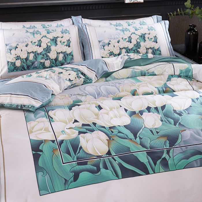 91家纺网 家纺一手货源 找家纺 雲归梦活性大版匹马棉-中国风花型浮花浪蕊