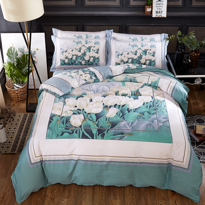 91家纺网 家纺一手货源 找家纺 雲归梦活性大版匹马棉-中国风花型浮花浪蕊