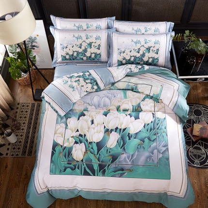 雲归梦活性大版匹马棉-中国风花型浮花浪蕊