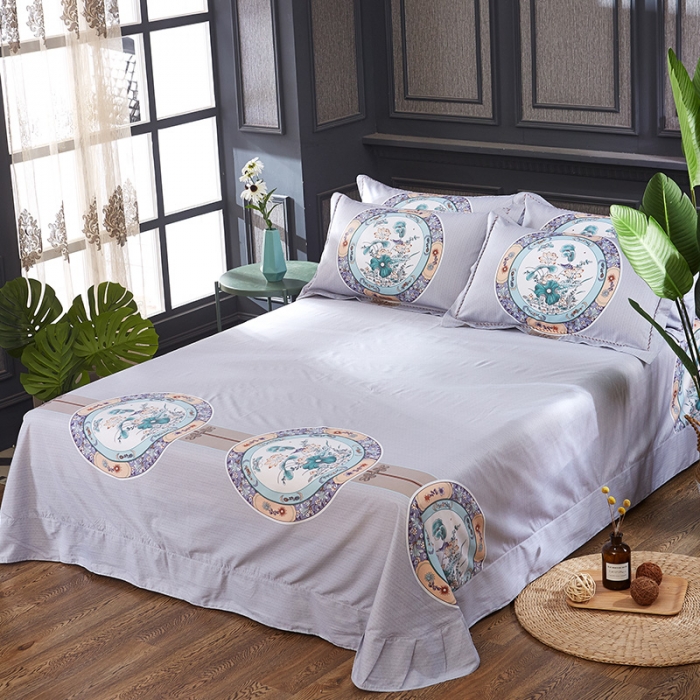 91家纺网 家纺一手货源 找家纺 雲归梦活性大版匹马棉-中国风花型荷塘月