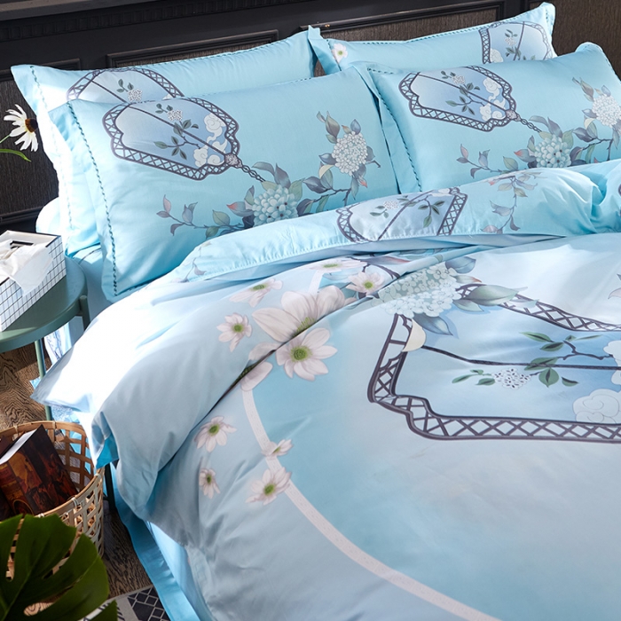 91家纺网 家纺一手货源 找家纺  雲归梦活性大版匹马棉-中国风花型花晨月夕