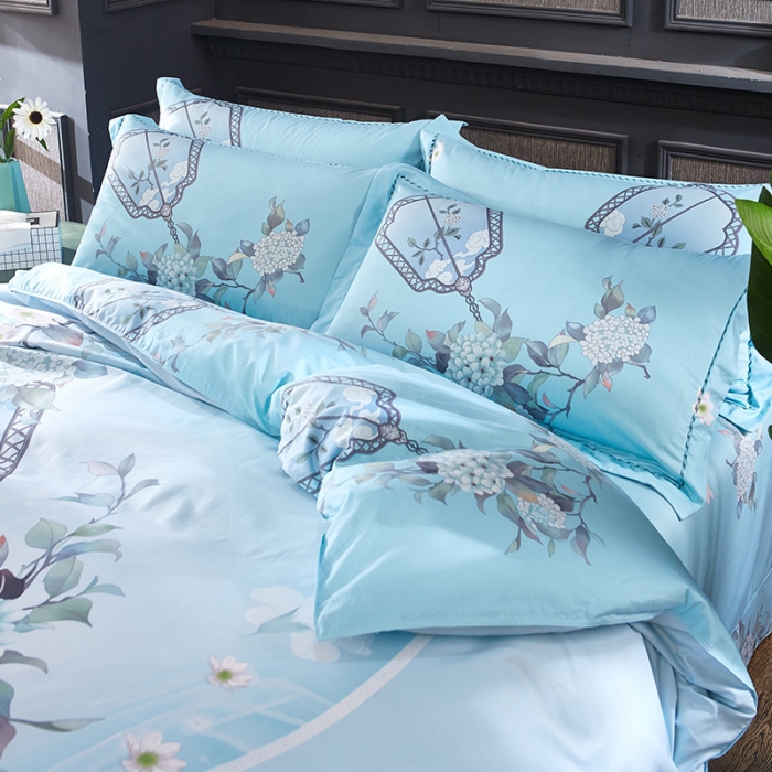 91家纺网 家纺一手货源 找家纺  雲归梦活性大版匹马棉-中国风花型花晨月夕