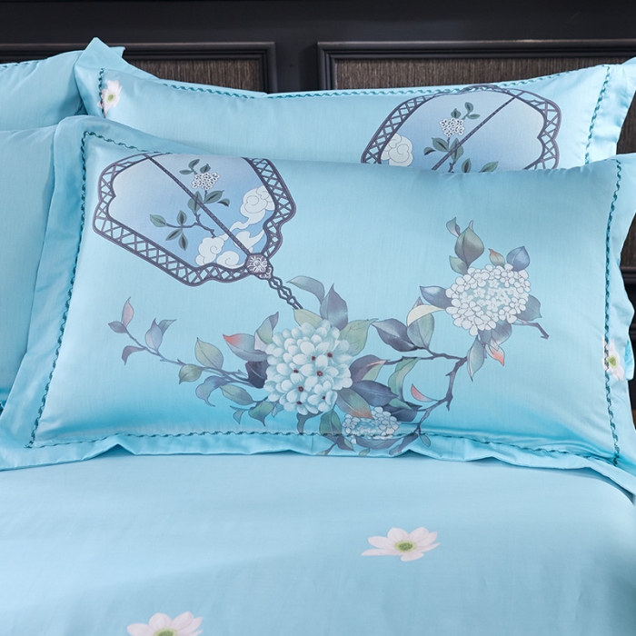 91家纺网 家纺一手货源 找家纺  雲归梦活性大版匹马棉-中国风花型花晨月夕