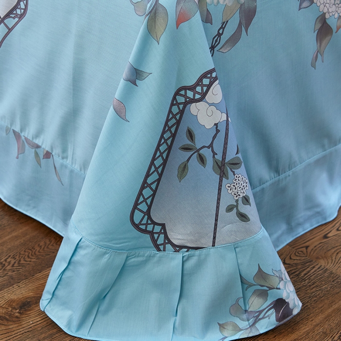 91家纺网 家纺一手货源 找家纺  雲归梦活性大版匹马棉-中国风花型花晨月夕