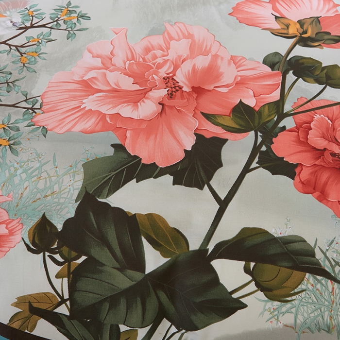 91家纺网 家纺一手货源 找家纺  雲归梦活性大版匹马棉-中国风花型镜里观花（兰）