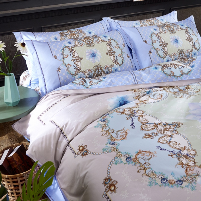 91家纺网 家纺一手货源 找家纺 （总）雲归梦 活性大版匹马棉四件套-北欧风花型床单款