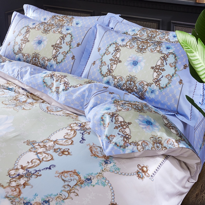 91家纺网 家纺一手货源 找家纺 （总）雲归梦 活性大版匹马棉四件套-北欧风花型床单款