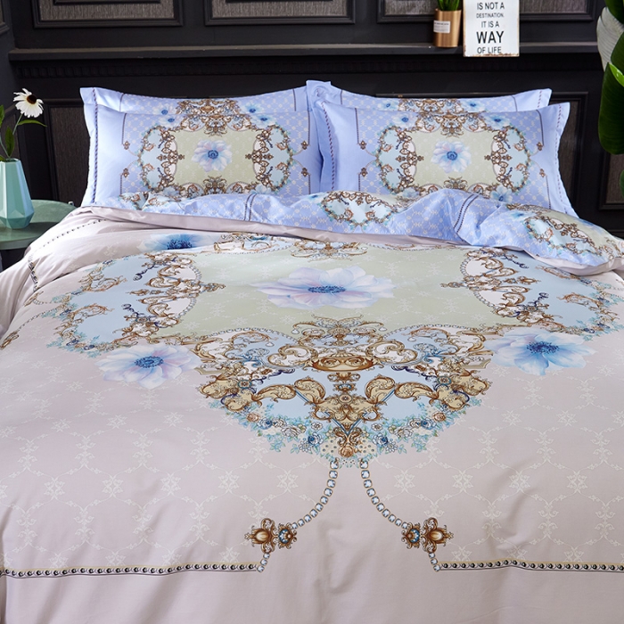 91家纺网 家纺一手货源 找家纺 （总）雲归梦 活性大版匹马棉四件套-北欧风花型床单款