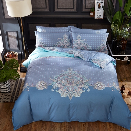 91家纺网 家纺一手货源 找家纺 （总）雲归梦 活性大版匹马棉四件套-北欧风花型床单款