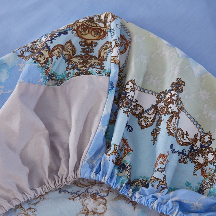 91家纺网 家纺一手货源 找家纺 （总）雲归梦 活性大版匹马棉四件套-北欧风花型床笠款