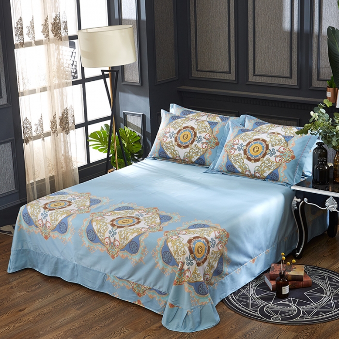 91家纺网 家纺一手货源 找家纺 雲归梦 活性大版匹马棉四件套-北欧风花型床单款 繁华盛典