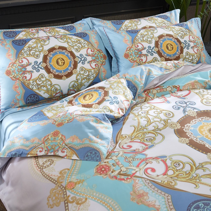 91家纺网 家纺一手货源 找家纺 雲归梦 活性大版匹马棉四件套-北欧风花型床单款 繁华盛典