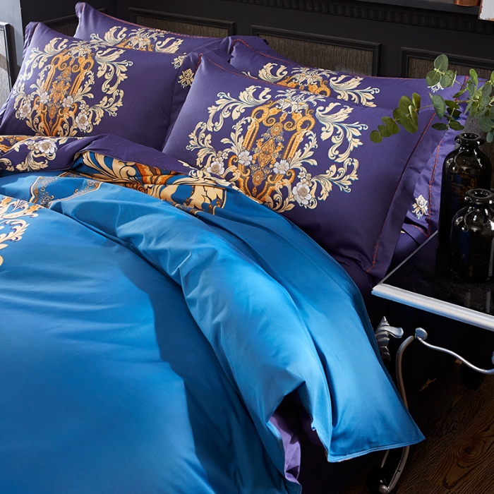 91家纺网 家纺一手货源 找家纺 雲归梦 活性大版匹马棉四件套-北欧风花型床单款 格瑞斯