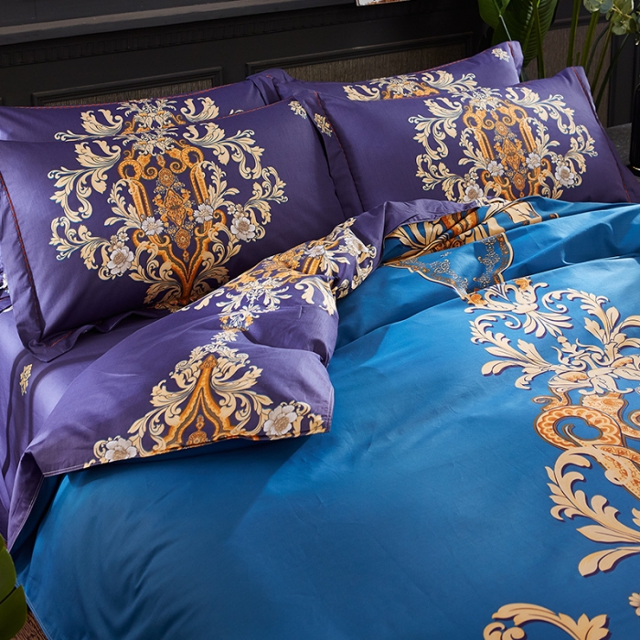 91家纺网 家纺一手货源 找家纺 雲归梦 活性大版匹马棉四件套-北欧风花型床单款 格瑞斯