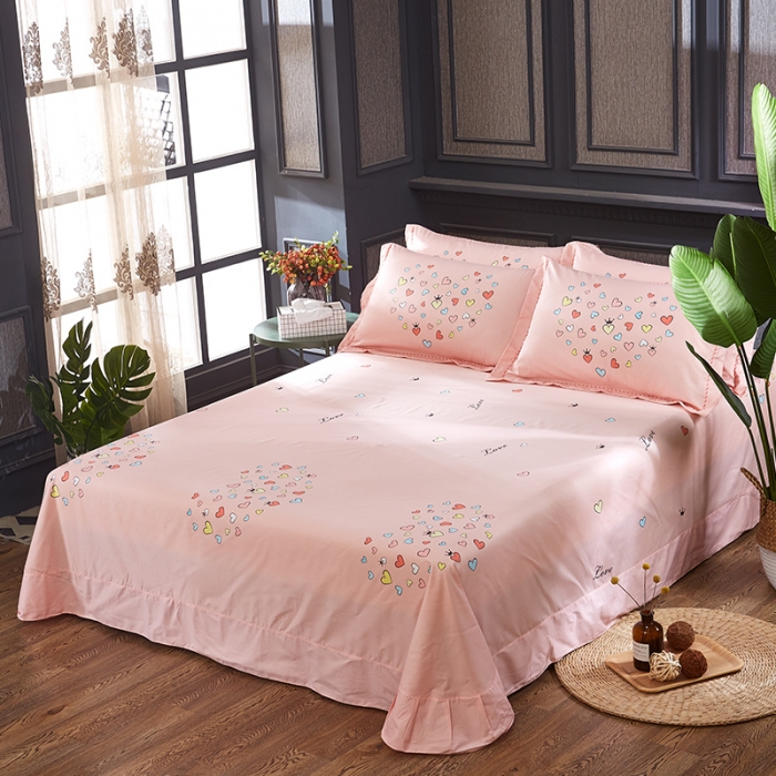 91家纺网 家纺一手货源 找家纺 雲归梦 活性大版匹马棉四件套-北欧风花型床单款 恋恋不舍