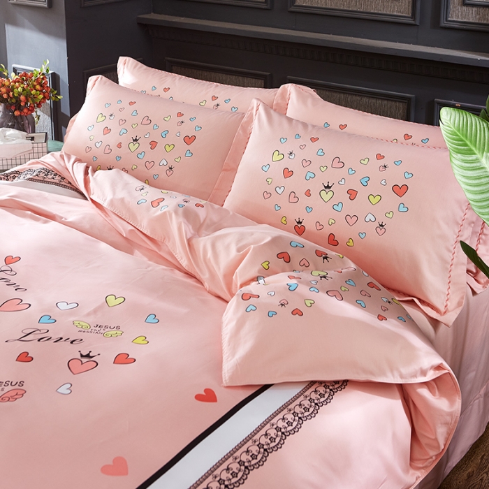 91家纺网 家纺一手货源 找家纺 雲归梦 活性大版匹马棉四件套-北欧风花型床单款 恋恋不舍