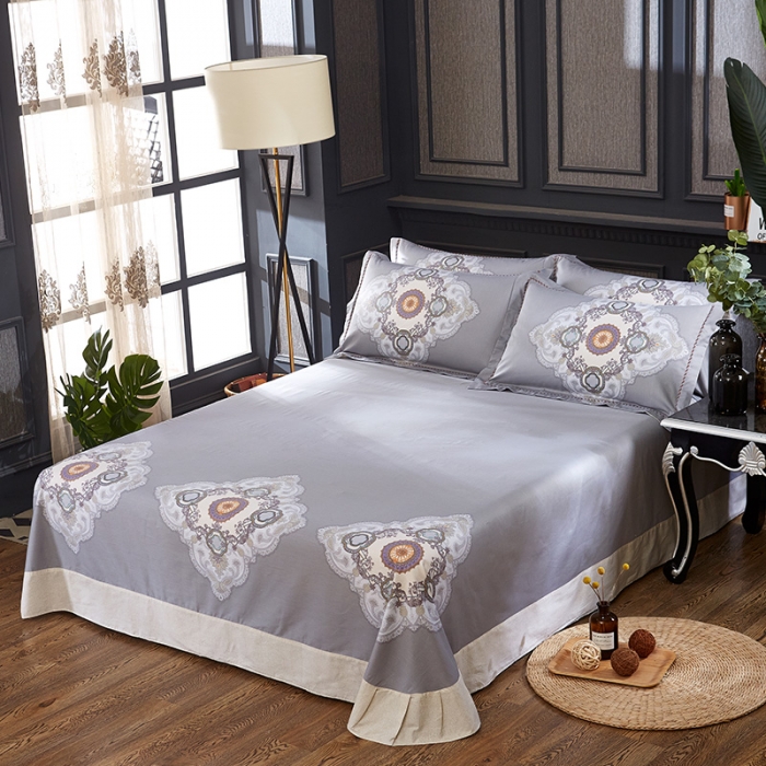 91家纺网 家纺一手货源 找家纺 雲归梦 活性大版匹马棉四件套-北欧风花型床单款 如梦令