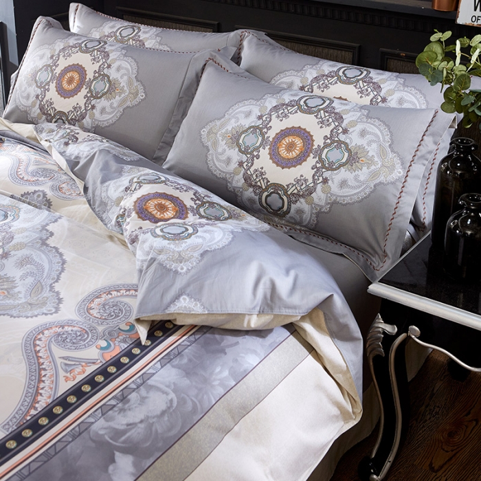 91家纺网 家纺一手货源 找家纺 雲归梦 活性大版匹马棉四件套-北欧风花型床单款 如梦令