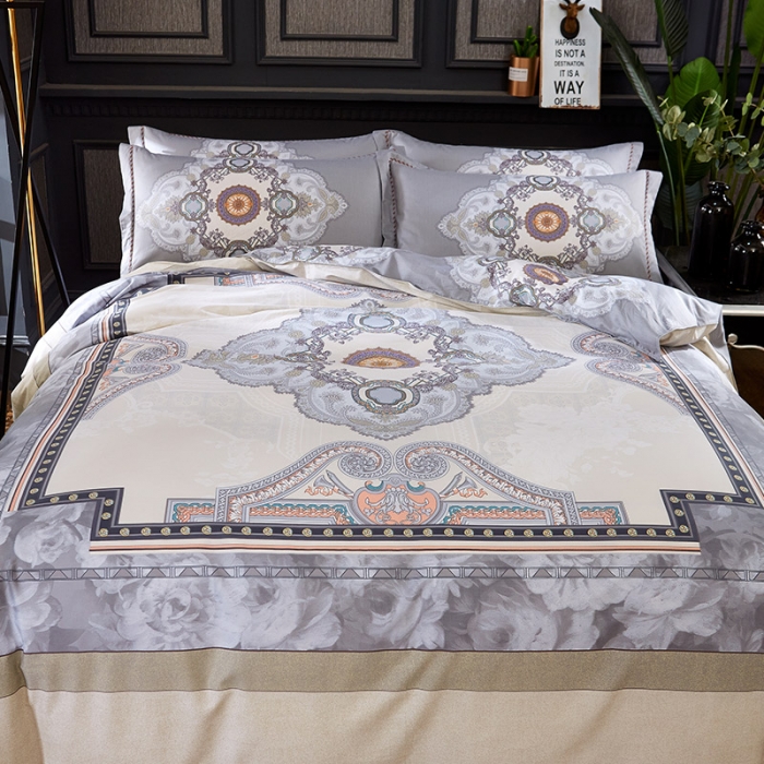 91家纺网 家纺一手货源 找家纺 雲归梦 活性大版匹马棉四件套-北欧风花型床单款 如梦令