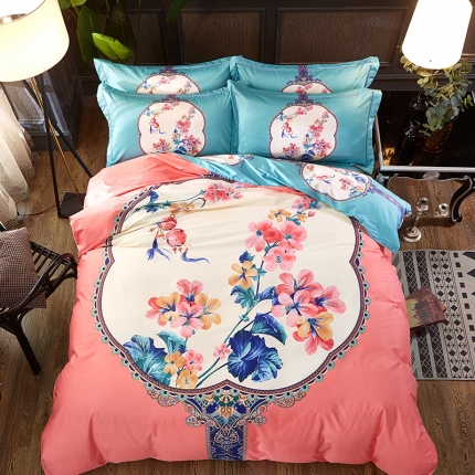  雲归梦活性大版匹马棉-中国风花型锁珠帘粉