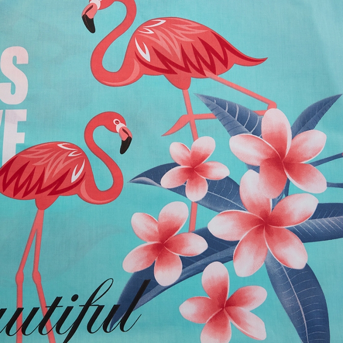 91家纺网 家纺一手货源 找家纺 雲归梦 活性大版全棉四件套床单款火鸟绿