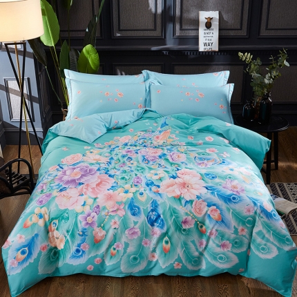 雲归梦 活性大版全棉四件套床单款翎羽