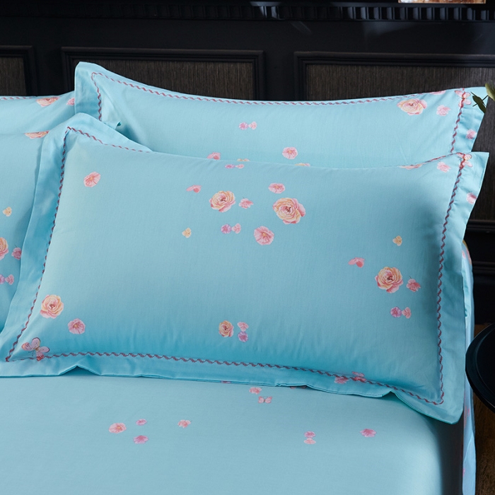 91家纺网 家纺一手货源 找家纺 雲归梦 活性大版全棉四件套床单款翎羽