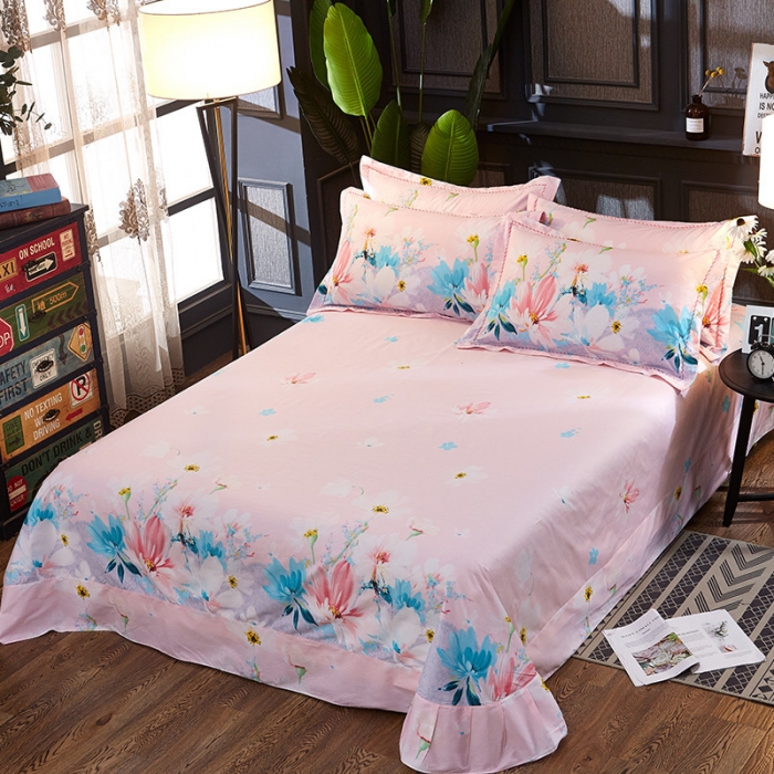 91家纺网 家纺一手货源 找家纺 雲归梦 活性大版全棉四件套床单款清水涟漪