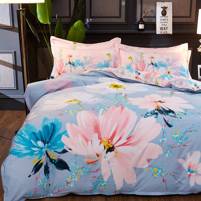 91家纺网 家纺一手货源 找家纺 雲归梦 活性大版全棉四件套床单款清水涟漪