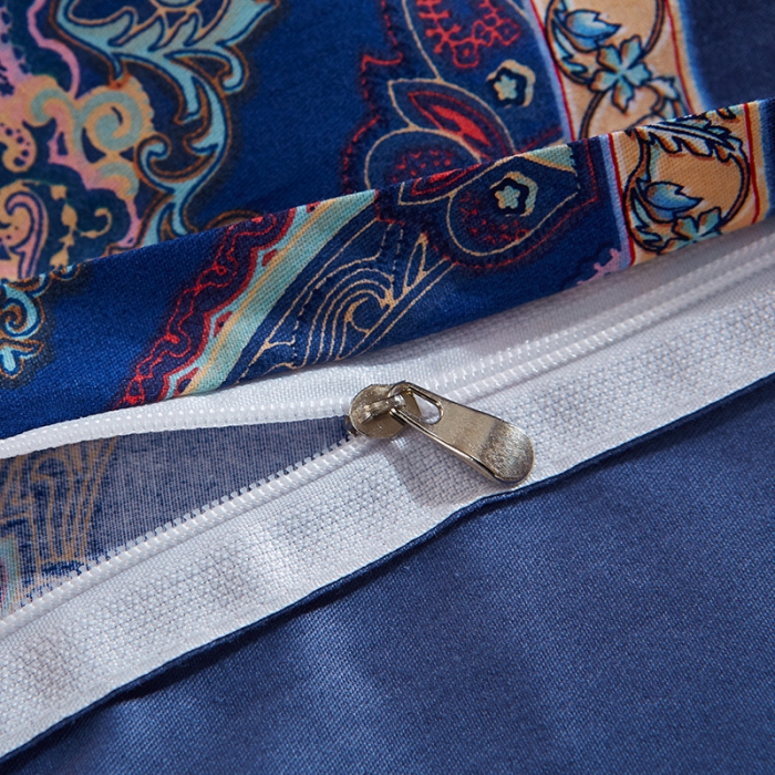 91家纺网 家纺一手货源 找家纺 雲归梦 活性大版全棉四件套床单款锁珠帘紫