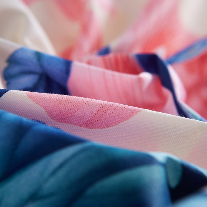 91家纺网 家纺一手货源 找家纺 雲归梦 活性大版全棉四件套床单款锁珠帘紫