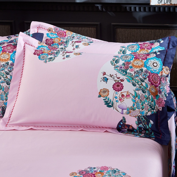 91家纺网 家纺一手货源 找家纺 雲归梦 活性大版全棉四件套床单款韵味